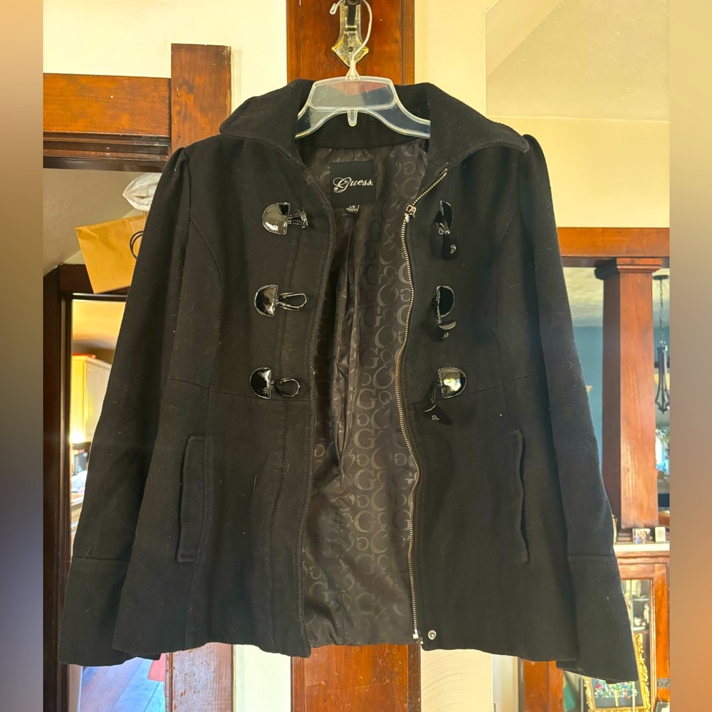 Guess black pea coat